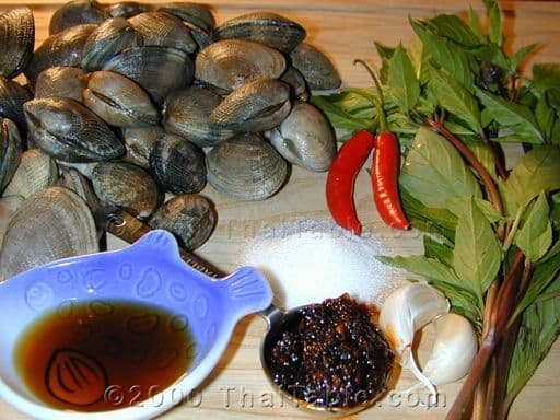 Clams in Hot Basil step 1